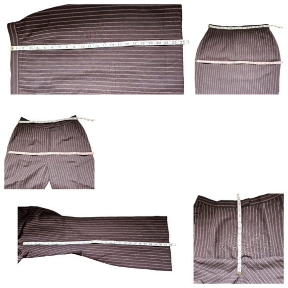 Vintage Holt Renfrew brown pinstripe skirt and pant suit set linen blend size 12 - Picture 15 of 16